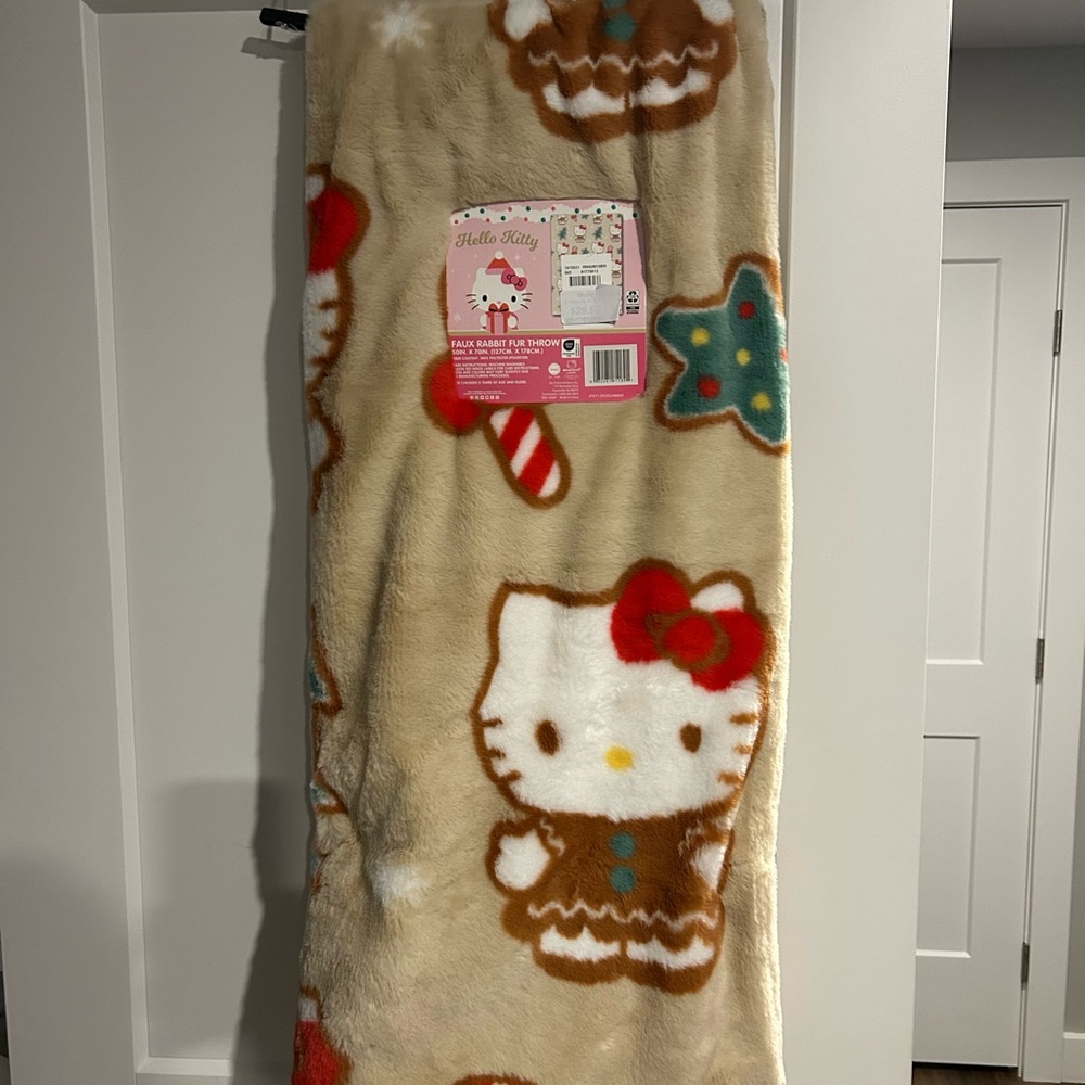 Hello Kitty Gingerbread Faux Fur Blanket